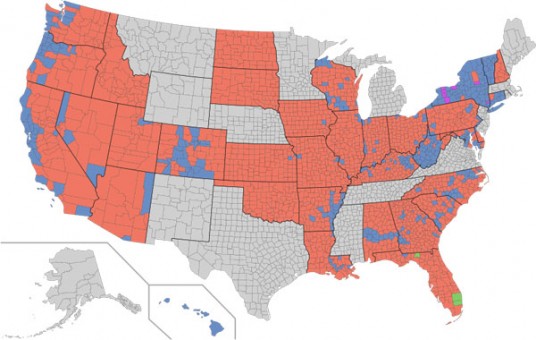 2010 US senate election map by county